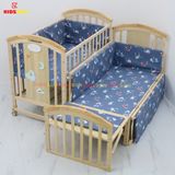 Nôi Cũi Đa Năng 6 in 1 KIDSSUN(Cũi+Bộ Quây Ga Cotton 100%) - Màu Tự Nhiên