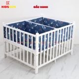 Giường Cũi Gỗ Quế Đôi Cho 2 Bé KT 110x130x86cm KIDSSUN - Màu Trắng