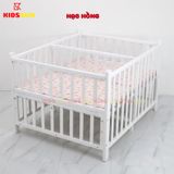 Giường Cũi Gỗ Quế Đôi Cho 2 Bé KT 110x130x86cm KIDSSUN - Màu Trắng