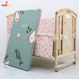 Nôi Cũi Đa Năng 6 in 1 KIDSSUN (Cũi+Đệm Bông Ép + Bộ Quây Ga Cotton 100%) - Màu Tự Nhiên