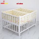 Giường Cũi Gỗ Quế Đôi Cho 2 Bé KT 110x130x86cm KIDSSUN - Màu Trắng