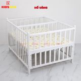 Giường Cũi Gỗ Quế Đôi Cho 2 Bé KT 110x130x86cm KIDSSUN - Màu Trắng