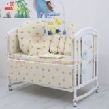 Nôi Cũi Đa Năng 6 in 1 KIDSSUN - Combo Trọn Bộ Đầy Đủ MusLin(Tặng Bộ Treo Đồ Chơi Cho Bé) - Màu Trắng