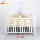 Giường Cũi Gỗ Quế Đôi Cho 2 Bé KT 110x130x86cm KIDSSUN - Màu Trắng