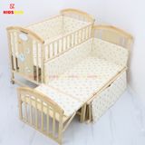 Nôi Cũi Đa Năng 6 in 1 KIDSSUN (Cũi + Bộ Quây Ga Muslin Cao Cấp) - Màu Tự Nhiên