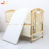 Nôi Cũi Đa Năng 6 in 1 KIDSSUN (Cũi+Đệm Xơ Dừa+Bộ Quây Ga Muslin) - Màu Tự Nhiên