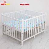 Giường Cũi Gỗ Quế Đôi Cho 2 Bé KT 110x130x86cm KIDSSUN - Màu Trắng