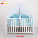 Giường Cũi Gỗ Quế Đôi Cho 2 Bé KT 110x130x86cm KIDSSUN - Màu Trắng