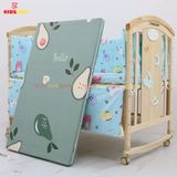 Nôi Cũi Đa Năng 6 in 1 KIDSSUN (Cũi+Đệm Bông Ép + Bộ Quây Ga Cotton 100%) - Màu Tự Nhiên