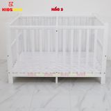 Giường Cũi Gỗ Quế Đôi Cho 2 Bé KT 110x130x86cm KIDSSUN - Màu Trắng