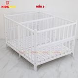 Giường Cũi Gỗ Quế Đôi Cho 2 Bé KT 110x130x86cm KIDSSUN - Màu Trắng