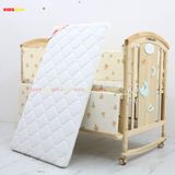 Nôi Cũi Đa Năng 6 in 1 KIDSSUN (Cũi+Đệm Xơ Dừa+Bộ Quây Ga Muslin) - Màu Tự Nhiên