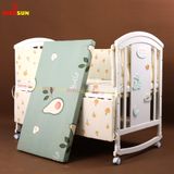 Nôi Cũi Đa Năng 6 in 1 KIDSSUN (Cũi + Đệm Bông Ép + Bộ Quây Ga MusLin) - Màu Trắng