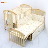 Nôi Cũi Đa Năng 6 in 1 KIDSSUN (Cũi + Bộ Quây Ga Muslin Cao Cấp) - Màu Tự Nhiên