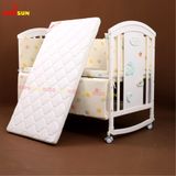 Nôi Cũi Đa Năng 6 in 1 KIDSSUN (Cũi + Đệm Xơ Dừa + Bộ Quây Ga MusLin) - Màu Trắng