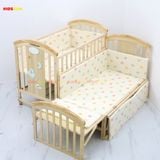 Nôi Cũi Đa Năng 6 in 1 KIDSSUN (Cũi + Bộ Quây Ga Muslin Cao Cấp) - Màu Tự Nhiên