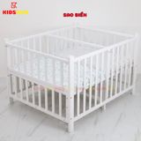 Giường Cũi Gỗ Quế Đôi Cho 2 Bé KT 110x130x86cm KIDSSUN - Màu Trắng