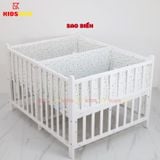 Giường Cũi Gỗ Quế Đôi Cho 2 Bé KT 110x130x86cm KIDSSUN - Màu Trắng