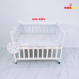 Giường Cũi Gỗ Quế 3 in 1 KT 70x110x86cm KIDSSUN - Màu Trắng