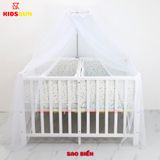 Giường Cũi Gỗ Quế Đôi Cho 2 Bé KT 110x130x86cm KIDSSUN - Màu Trắng