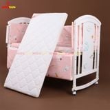 Nôi Cũi Đa Năng 6 in 1 KIDSSUN (Cũi + Đệm Xơ Dừa + Bộ Quây Ga Cotton 100%) - Màu Trắng