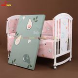 Nôi Cũi Đa Năng 6 in 1 KIDSSUN (Cũi + Đệm Bông Ép + Bộ Quây Ga Cotton 100%) - Màu Trắng