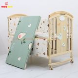 Nôi Cũi Đa Năng 6 in 1 KIDSSUN (Cũi+Đệm Bông Ép + Bộ Quây Ga Cotton 100%) - Màu Tự Nhiên