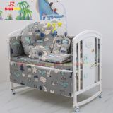 Nôi Cũi Đa Năng 6 in 1 KIDSSUN - Combo Trọn Bộ Đầy Đủ Cotton(Tặng Bộ Treo Đồ Chơi Cho Bé) - Màu Trắng