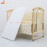 Nôi Cũi Đa Năng 6 in 1 KIDSSUN (Cũi+Đệm Xơ Dừa+Bộ Quây Ga Muslin) - Màu Tự Nhiên