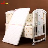 Nôi Cũi Đa Năng 6 in 1 KIDSSUN (Cũi + Đệm Xơ Dừa + Bộ Quây Ga MusLin) - Màu Trắng