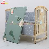 Nôi Cũi Đa Năng 6 in 1 KIDSSUN (Cũi+Đệm Bông Ép + Bộ Quây Ga Cotton 100%) - Màu Tự Nhiên