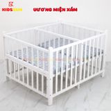 Giường Cũi Gỗ Quế Đôi Cho 2 Bé KT 110x130x86cm KIDSSUN - Màu Trắng