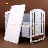 Nôi Cũi Đa Năng 6 in 1 KIDSSUN (Cũi + Đệm Xơ Dừa + Bộ Quây Ga Cotton 100%) - Màu Trắng