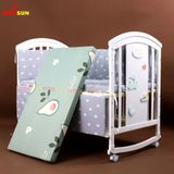 Nôi Cũi Đa Năng 6 in 1 KIDSSUN (Cũi + Đệm Bông Ép + Bộ Quây Ga Cotton 100%) - Màu Trắng