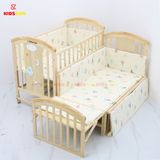 Nôi Cũi Đa Năng 6 in 1 KIDSSUN (Cũi + Bộ Quây Ga Muslin Cao Cấp) - Màu Tự Nhiên