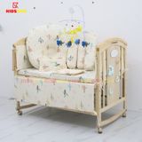 Nôi Cũi Đa Năng 6 in 1 KIDSSUN - Combo Trọn Bộ Đầy Đủ MusLin(Tặng Bộ Treo Đồ Chơi Cho Bé) - Màu Tự Nhiên