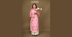 Áo dài truyền thống - hoa hồng