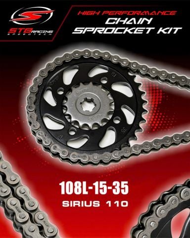 Bộ nhông sên dĩa STB cho Xe Sirius Xăng cơ 110cc 428HDS STB black edition