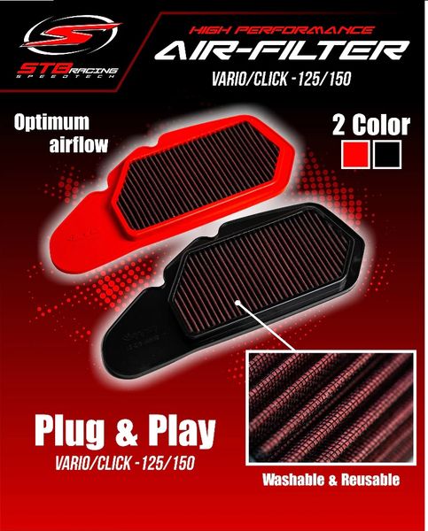 Lọc gió STB Version 2 chính hãng dành cho Vario, Click, Air Blade, sh