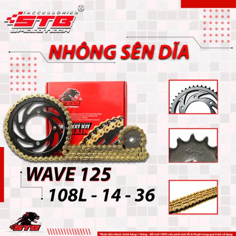 Bộ Nhông Sên Dĩa STB High-Tech Cho Wave RS, Future Fi (108L-14-36) - Chính Hãng STB Racing