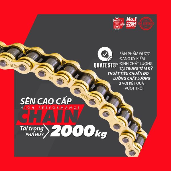 Sên STB 9ly 428H 132L Vàng gắn cho xe dùng gắp dài và xe PKN