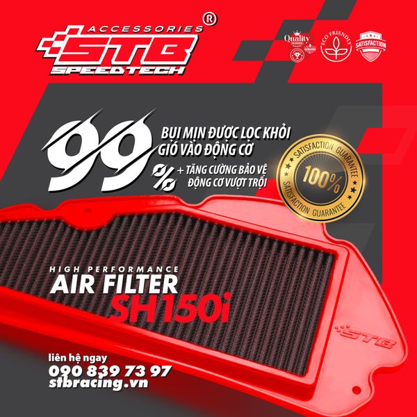 COMBO LỌC GIÓ CHÍNH HÃNG STB CHO SH125/150/160 + BỘ KIT VỆ SINH VÀ TẨM DẦU LỌC GIÓ STB