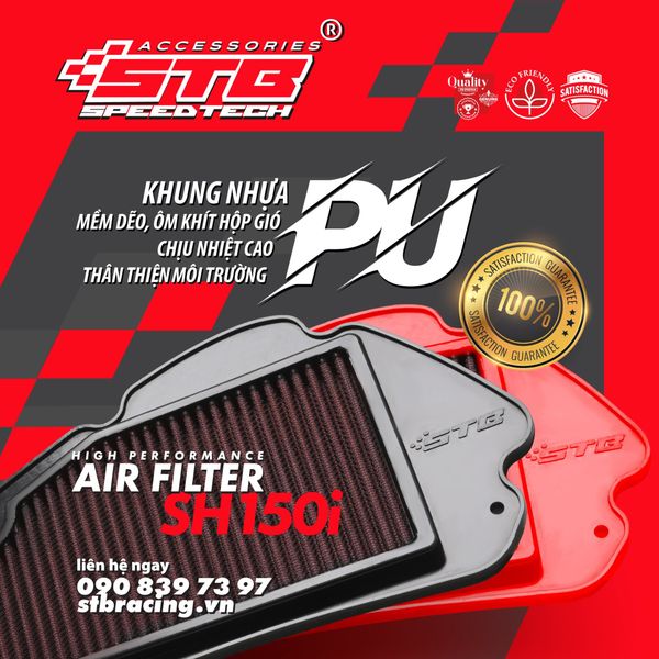 COMBO LỌC GIÓ CHÍNH HÃNG STB CHO SH125/150/160 + BỘ KIT VỆ SINH VÀ TẨM DẦU LỌC GIÓ STB