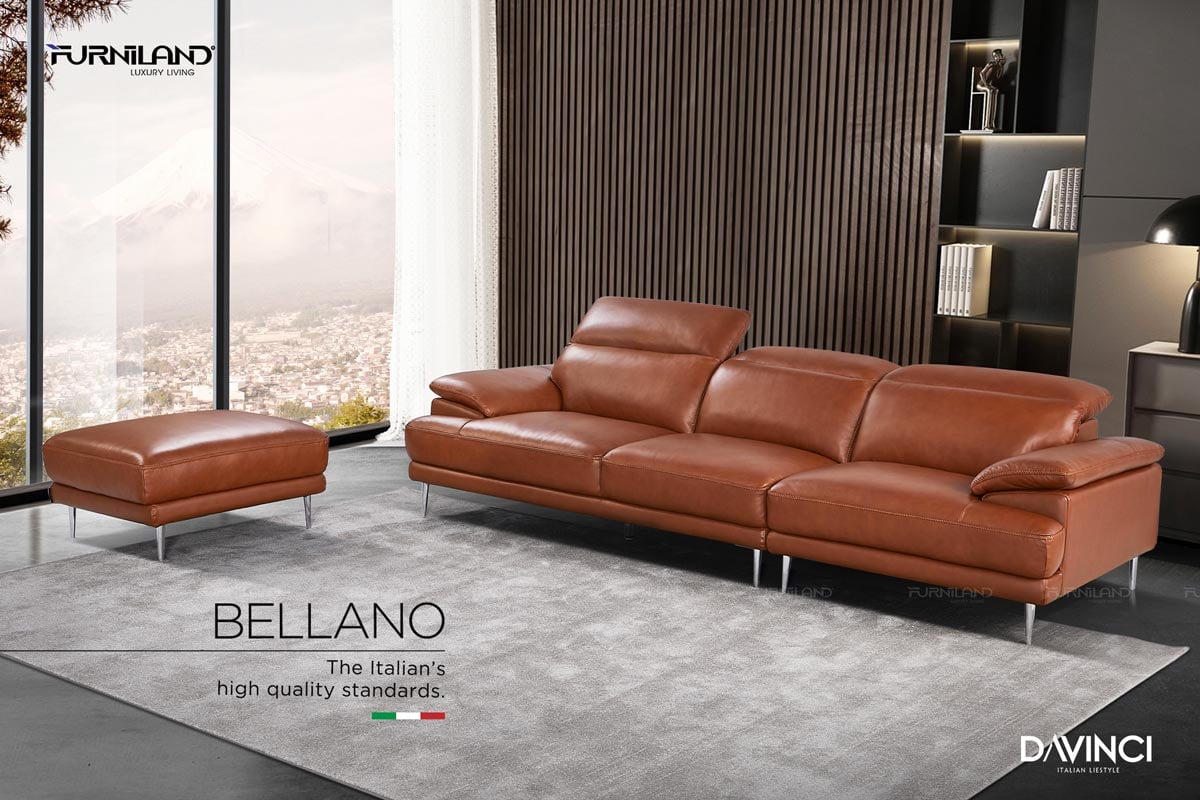 Bellano - Sofa băng 4 - Sofa Da Thật Nhập Khẩu - Sofa Cao Cấp - Sofa Italia