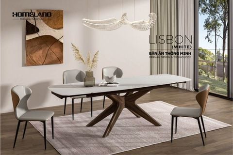 BỘ BÀN ĂN MẶT ĐÁ KÉO DÀI LISBON + 4 GHẾ