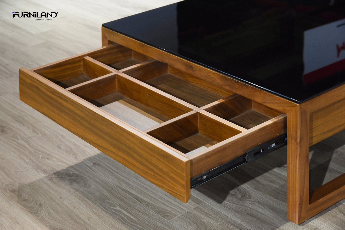 Bàn trà Larson - Bàn trà vuông, bàn trà óc chó, bàn trà mặt kính