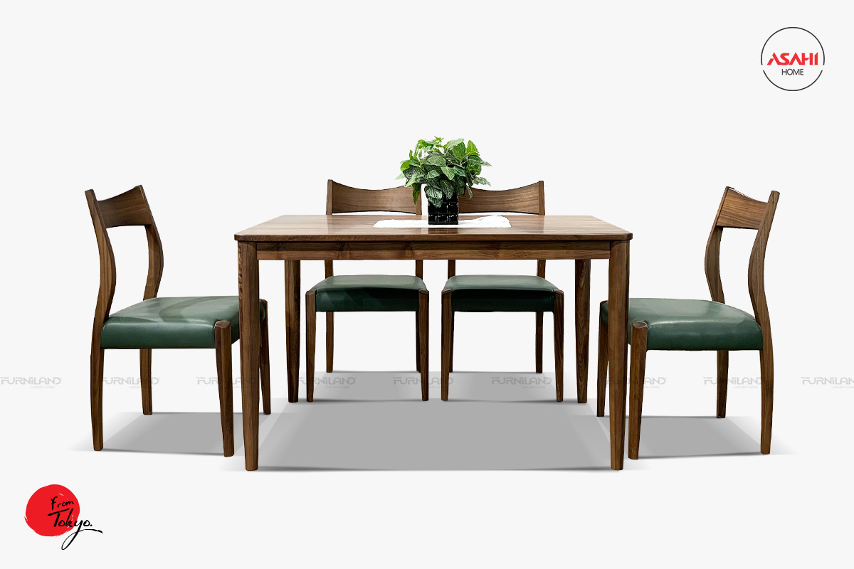 Bộ bàn ghế ăn gỗ óc chó Kondo 1m2 - bàn ăn - bộ bàn ăn