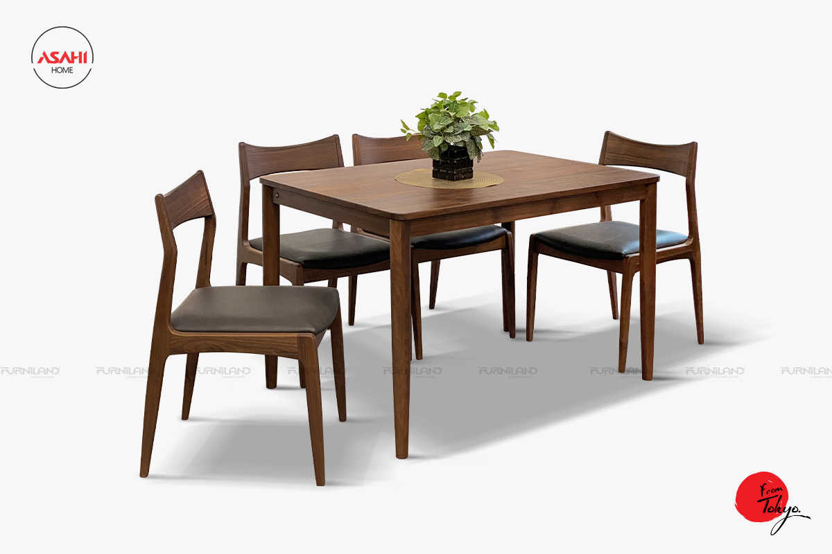 Bộ bàn ghế ăn gỗ óc chó Kondo 1m2 - bàn ăn - bộ bàn ăn