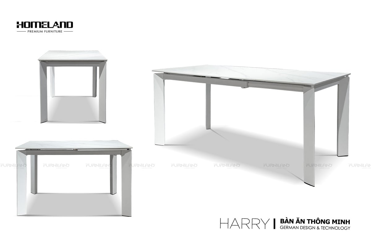 Bộ bàn ăn thông minh Harry - Bàn ăn kéo giãn - bàn ăn mở rộng - Bàn ăn Mặt đá