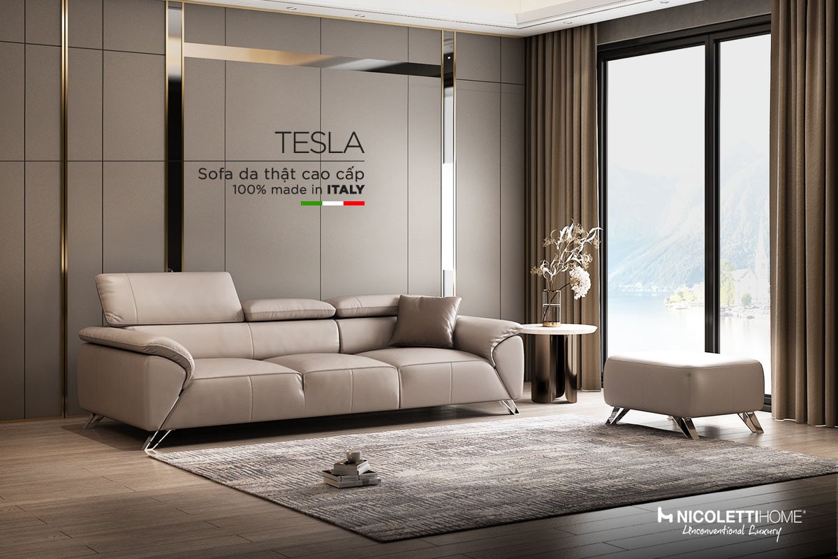 Sofa cao cấp Tesla băng 4 - Sofa nhập khẩu Italia - Da thật 100%